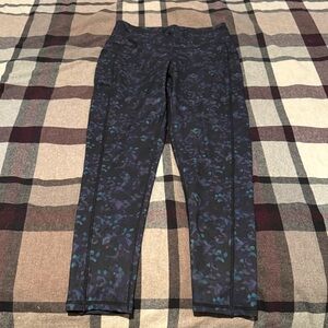 Women's Black and Blue Patterned Leggings